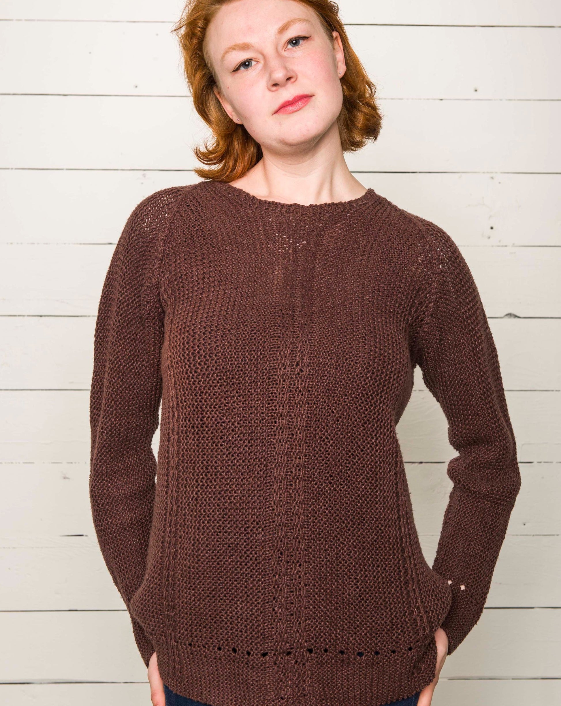 #305W Casual Garter Stitch Pullover
